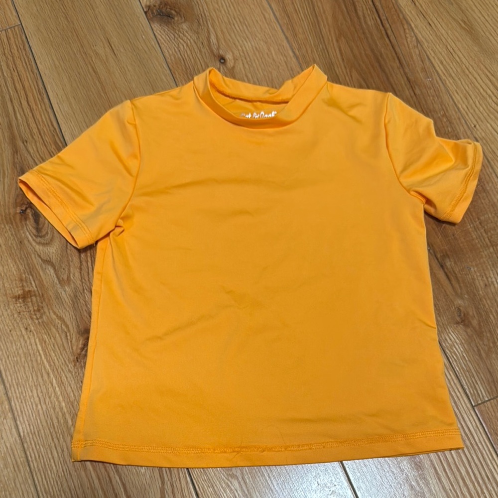 Orange Rashguard Swim Top with Short Sleeves